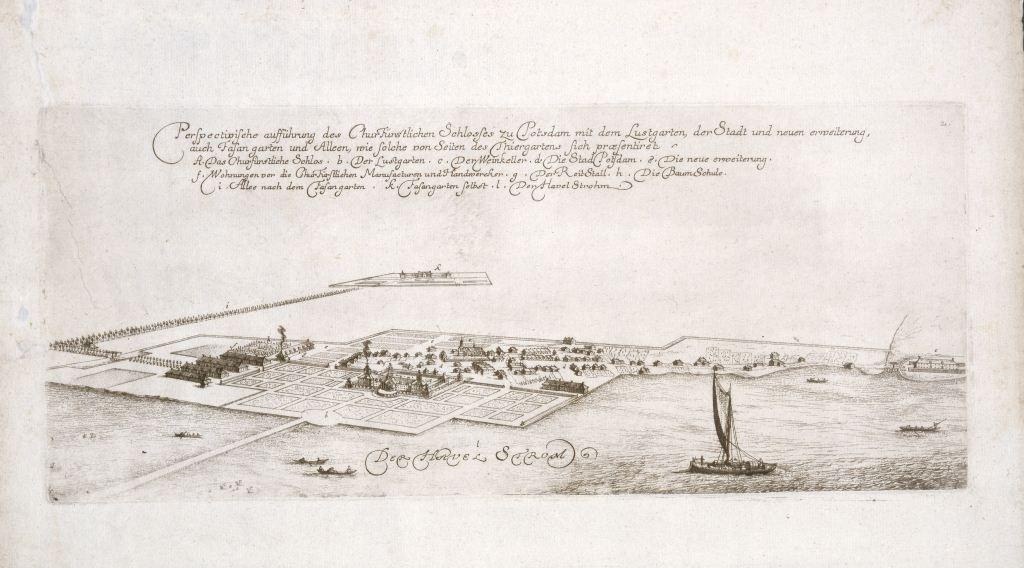 Schwarz-weiß-Illustration eines alten Buches mit einer detaillierten Karte von Köln, Deutschland, umgeben von kleinen Booten auf dem Wasser, betitelt mit "Plan der Stadt Köln, Deutschland".