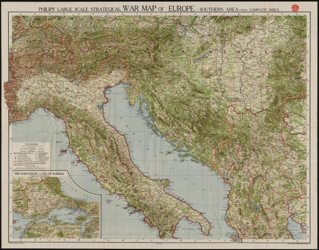 Ein detailliertes großformatiges strategisches Kriegs-Kartenspiel von Europa mit schwarzem Rand, das verschiedene Länder und Regionen während des Krieges zeigt.