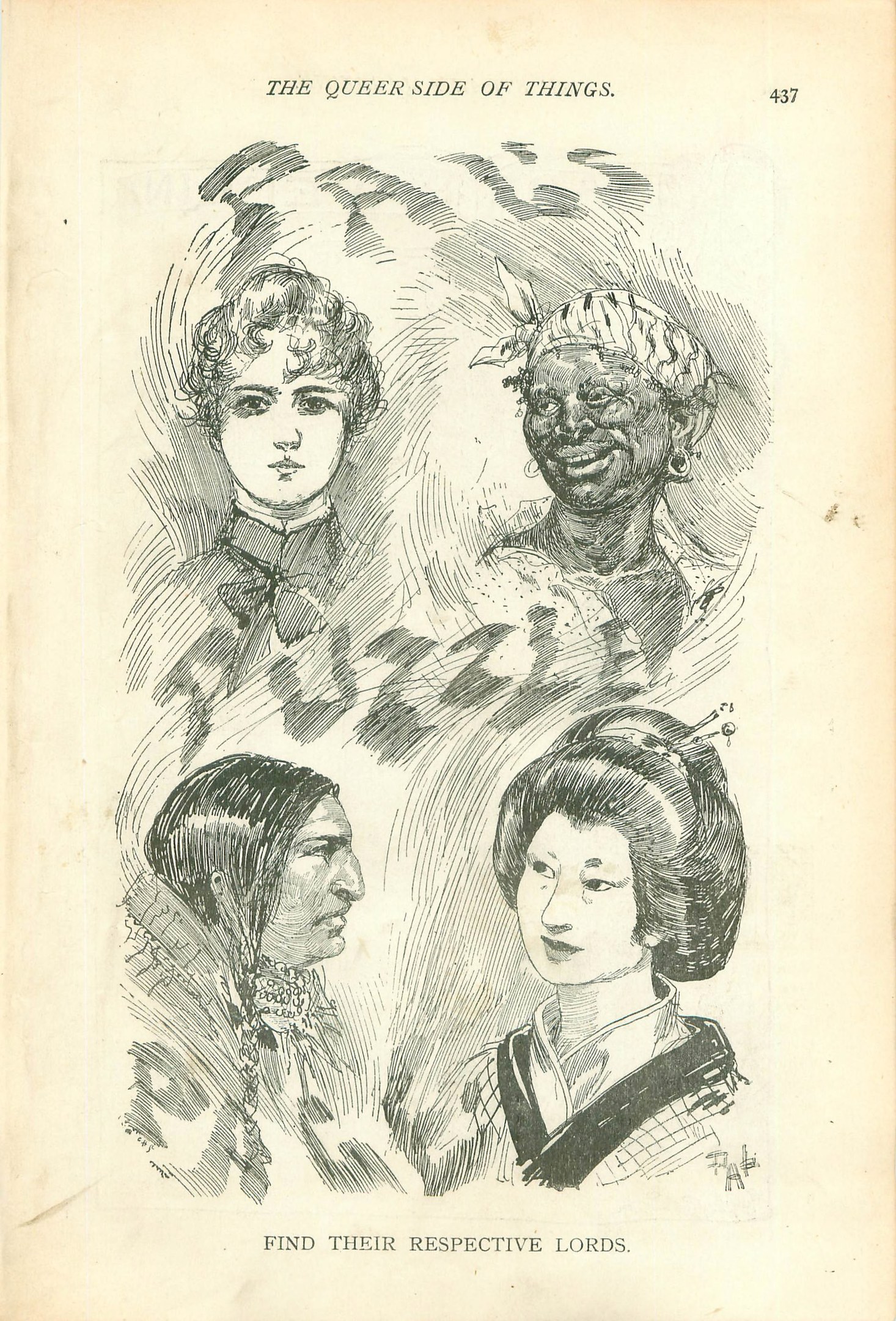 Altes Buch mit dem Titel "Die queere Seite der Dinge" mit vier illustrierten Frauenköpfen auf dem Cover.