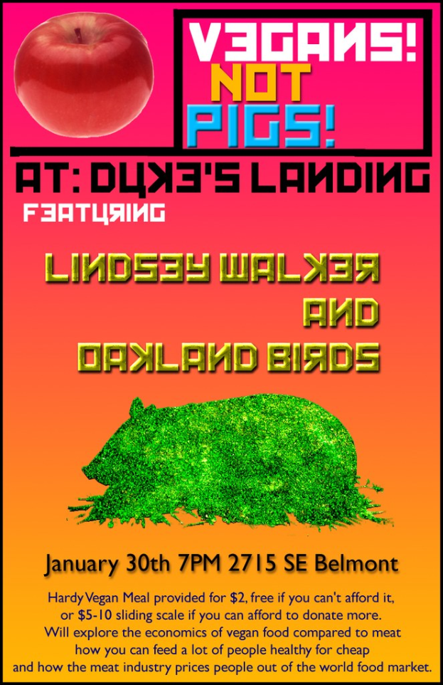 Plakat mit Text und Apfelbild.