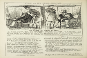 Ein altes Buchcover mit einem Mann in einem Anzug, der in einem Stuhl sitzt und nachdenklich dreinschaut, und einer Frau, die neben ihm steht und nachdenklich ausschaut, mit der Überschrift "Die Macht der öffentlichen Meinung" auf dem Umschlag.