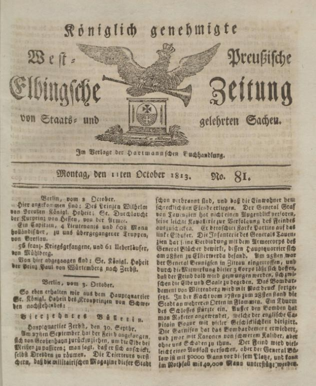 Altes Buchcover mit einer zentralen Adlerillustration, Titel "Bundeswehr", datiert auf Oktober 1813, mit sichtbarem Text.