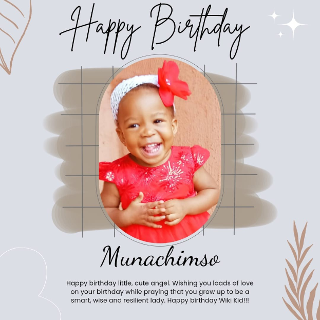 Eine Geburtstagskarte mit einem Foto eines Mädchens in einem roten Kleid, umgeben von bunten Ballons, Bändern und Konfetti, mit der Aufschrift "Alles Gute zum Geburtstag!" in einer festlichen Schriftart.